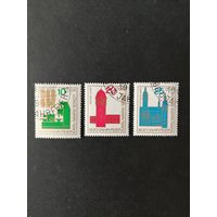 ГДР 1965 Полная серия марок "800 лет городу Хемниц (Карл-Маркс-Штадт)" (спецгашение с клеем и наклейками) Mi.1117-1119 каталог 2.00 евро