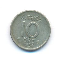 Швеция 10 эре 1956 года Ag _состояние VF