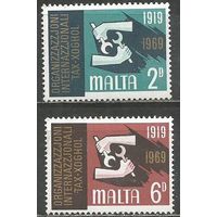 Мальта. 50 лет Международной организации труда. 1969г. Mi#387-88. Серия.