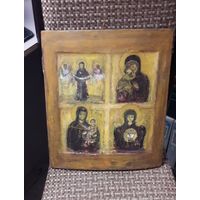 Икона " Четырёхчастник ". 19-й век.Ковчег. Размер 35.5 на 30 см. Хорошая крепкая доска Состояние на фото. 19 век!
