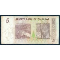 Зимбабве 5 долларов 2007 год.