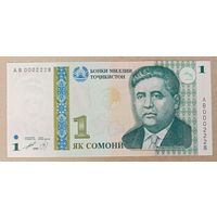 1 сомони 1999 года - Таджикистан - UNC (глобус цветной)