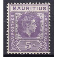 47.BrKM. Великобритания. Колонии. Маврикий. Георг VI. Стандарт. 5C. 1938 г. Mi.#206A.