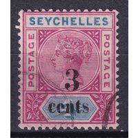57.BrKSe. Великобритания. Колонии. Сейшельские острова. Виктория. Стандарт. Надпечатка нового номинала. 3C. 1893 г. Mi.#9.