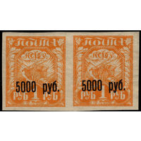 РСФСР-1922. Вспомогательный стандартный выпуск. (Стандарт). Пара. Надп. черная 5000 на 1 руб. СК 34.