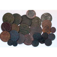 Лот (24 шт) медные монеты