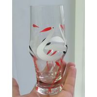 Стакан, бокал с живописью Аист, Бусел, стекло, Неман