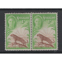 Ньясаленд /Nyasaland 1947**  Леопард  Георг VI  сцепка SG#160