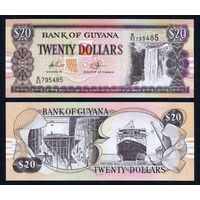 Гайана 20 долларов 2009 г. (P-30e(1), UNC) [De la Rue, Шрифт Arial]