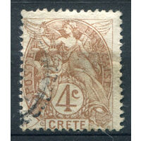 Крит, Французская почта - 1902/03г. - аллегория, 4 с - 1 марка - гашёная [Mi 4]. #3-WB-91-A-1