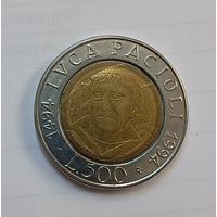 500 лир 1994 500 лет публикации математика Луки Пачиоли