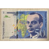 Банкнота 50 франков 1997 год Франция Антуан де Сент-Экзюпери