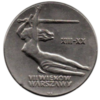 НАРОДНАЯ РЕСПУБЛИКА ПОЛЬША. 10 ЗЛОТЫХ 1965. 7 веков ВАРШАВЕ. НИКА