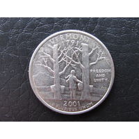 1\4 доллара,2001 Вермонт. США.
