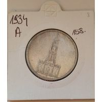 Германия 5 рейхсмарок 1934 A Кирха, серебро