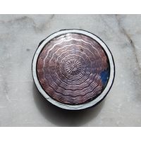 Мушница шкатулка пудреница таблетница Эмаль гильоше дореволюционная с зеркалом 3.5см