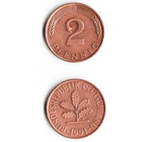 2 пфеннига Германия 1991 года(A)