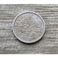 Werty71 Великобритания 6 пенсов 1954 Елизавета 2