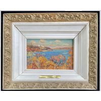 Дьяконов С.Д "Осень над Сожем", 1995г. Картон, масло.Размер 17х26 см.