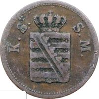 РАСПРОДАЖА!!! - ГЕРМАНИЯ САКСОНИЯ 2 пфеннига 1859 год