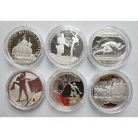 Памятные монеты России серебро 925 проба 6 штук