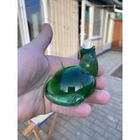Статуэтка Кот цветное зелёное стекло Нёман