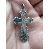 Крест Серебрянный с ост. Эмали Царская проба. 84