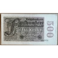 Германия 500 миллионов марок 1923 год, Ro.109h, Р:110, Частная типипография, в/з кружки #6