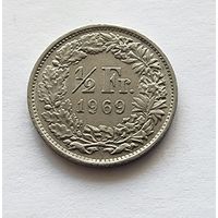 Швейцария 1/2 франка, 1969
