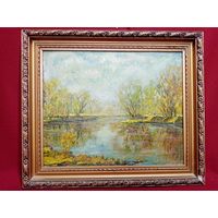 С рубля без мц. картина Королев В.И. "На Свислочи", минск, 49х44см. фанера, масло