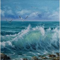 Картина "Дыхание моря", 40x40 cм. Богданец Н. Я.