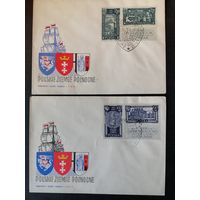 Польша 1962 Три КПД с полной серией марок "Северные земли Польши" (спецгашение) Mi.1319-1324 каталог 2.20 евро