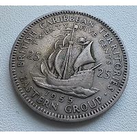 Восточные Карибы 25 центов, 1955.  5-8-3