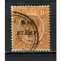 Британские колонии - Ямайка - 1916 - Король Георг V 1 1/2P с надпечаткой WAR STAMP. - [Mi.71I] - 1 марка. Гашеная.  (Лот 16HM)-T2P5