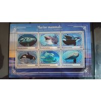 Блок  РЫБЫ МОРСКИЕ ОБИТАТЕЛИ ФАУНА   MNH