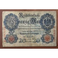 Банкнота 20 марок 1907 год. Германская империя.