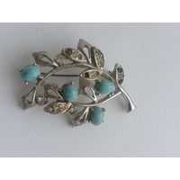 Брошь с пекинским стеклом Чехословакия лот-65об