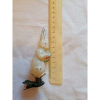 Ёлочная игрушка ЗАЙЧИК С БАРАБАНОМ СССР на прищепке 0047