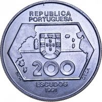 Португалия 200 эскудо, 1991 Навигация на запад aUNC