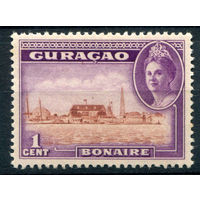 Нидерландские колонии - Кюрасао - 1943г. - ландшафты, достопримечательности, королева Вильгельмина, 1 с - 1 марка - MLH, есть жёлтое пятнышко на зубчике перфорации [Mi 198]. #3-WB-85-A-1