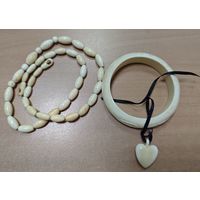 Бусы и браслет из слоновьей кости. 56 см. 8см