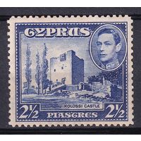 106.BrK. Великобритания. Колонии. Кипр. Георг VI. Архитектура и пейзажи. 1938 г. 2 1/2P. Mi.#145.