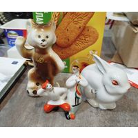 3 фарфоровые статуэтки,целые,с рубля