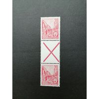 ГДР 1955 Сцепка вертикальная из марок стандарта "Пятилетка" (чистая**) Mi.SZ 4 455x+Z+455x каталог 14.00 евро