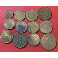 Югославия 12 разных монет