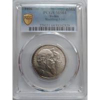 2 марки 1906 Баден MS-64 PCGS
