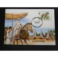 Центральная Африка Камерун 5 франков 1985 г  конверт первого дня КПД