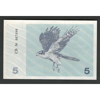 Литва 5 талонов 1991 года. С текстом. Тип Р-34b. Состояние UNC