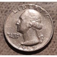 25 центов (квотер) 1965 США без обозначения МД