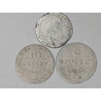 Монета Гривенник 1770, 10 грошей 1840, 5 грошей 1811. Одним лотом 3 монеты. С рубля.